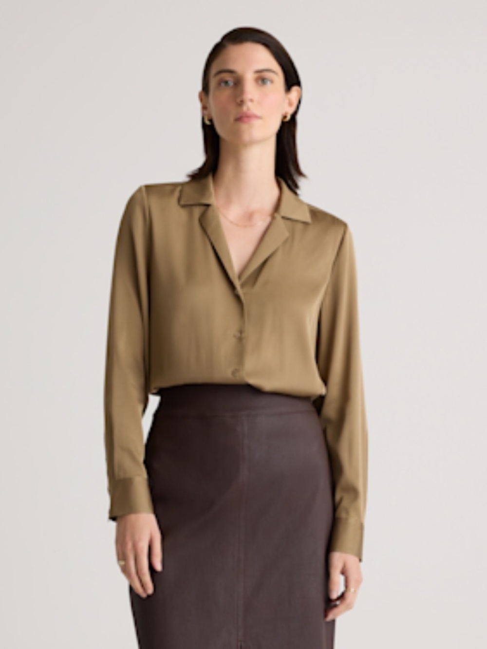 Quince Washable Stretch Silk Notch Collar Blouse in Dogwood - Small